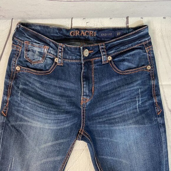 Grace in LA Easy Fit Jeans Women's Size 27 (27 x 30) Mid Rise Straight Leg - Picture 6 of 12